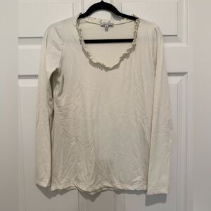 White Birch Cream Ruffled Long Sleeve Top